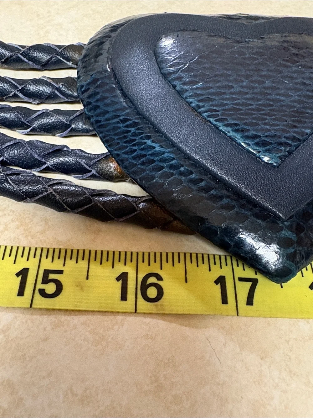 Blue Braided Women's Belt with Heart Buckle